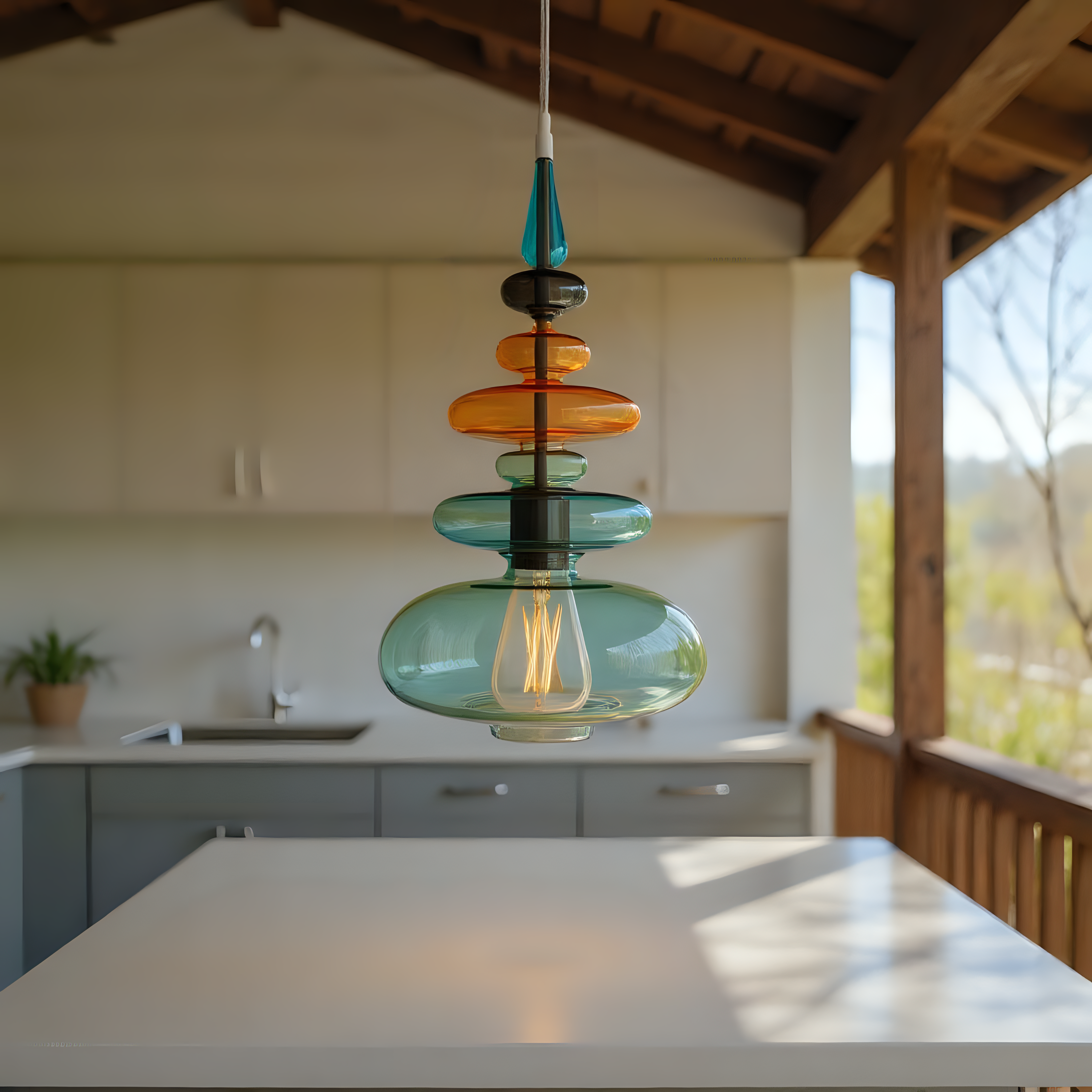 Hand Blown Glass Pendant Light